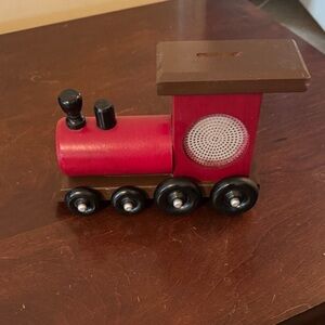 EUC Classic Red Wooden Toy Train penny bank